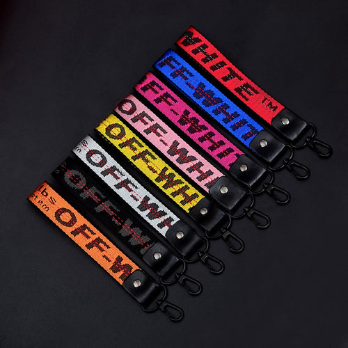 Off White Keychain Braided Ribbon Keychains For Women Men Phone Case Lanyard Key Chain Car Key Ring Wallet Bag Pendant Jewelry